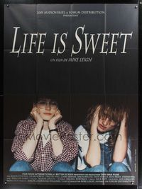 6p580 LIFE IS SWEET French 1p '90 close up of twins Claire Skinner & Jane Horrocks, Mike Leigh!