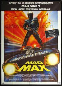 6p584 MAD MAX French 1p '79 cool art of Mel Gibson by Hamagami, George Miller classic, Interceptor!