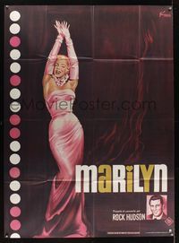 6p589 MARILYN French 1p R82 full-length art of sexy Monroe & Rock Hudson by Boris Grinsson!