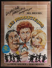 6p617 PRODUCERS French 1p R1980s Mel Brooks, different art of Mostel, Wilder & Meredith by Landi!