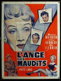 6p625 RANCHO NOTORIOUS French 1p R50s art of sexy Marlene Dietrich c/u & full-length, Fritz Lang