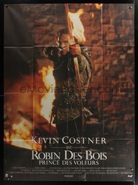 6p632 ROBIN HOOD PRINCE OF THIEVES French 1p '91 cool image of Kevin Costner w/flaming arrow!