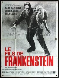 6p648 SON OF FRANKENSTEIN French 1p R69 great image of Boris Karloff as the monster carrying child!
