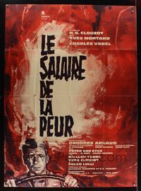 6p689 WAGES OF FEAR French 1p R60s Montand by Tealdi, Henri-Georges Clouzot's suspense classic!