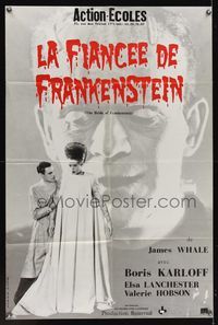 6p005 BRIDE OF FRANKENSTEIN French 31x46 R90 Boris Karloff as the monster, Elsa Lanchester