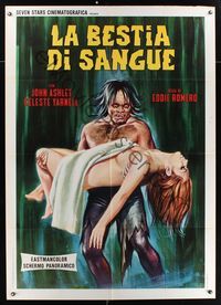 6p320 BEAST OF BLOOD Italian 1p '72 Eddie Romero, great art of monster holding sexy naked girl!