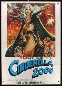6p335 CINDERELLA 2000 Italian 1p '78 sci-fi artwork of super sexy near-naked Catharine Erhardt!