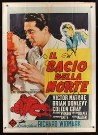 6p380 KISS OF DEATH Italian 1p R59 different art of Victor Mature & Coleen Gray, film noir classic!