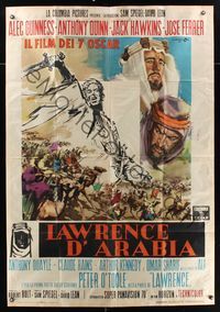 6p389 LAWRENCE OF ARABIA Italian 1p '62 David Lean classic, art of Peter O'Toole by Cesselon!