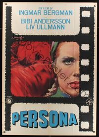 6p402 PERSONA Italian 1p '66 art of Liv Ullmann & Bibi Andersson by Cesselon, Ingmar Bergman