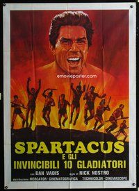 6p427 SPARTACUS & THE TEN GLADIATORS Italian 1p R80s art of Dan Vadis & his men attacking by Aller!
