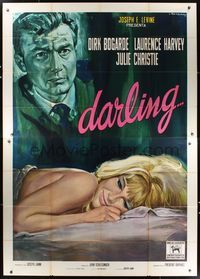 6p028 DARLING Italian 2p '65 art of sexy Julie Christie & Laurence Harvey by Gasparri, Schlesinger