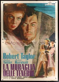 6p047 HIGH WALL Italian 2p '48 cool noir art of Robert Taylor & Audrey Totter by Ercole Brini!