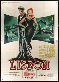 6p052 LISBON Italian 2p R63 completely different art of Ray Milland & Maureen O'Hara by Symeoni!