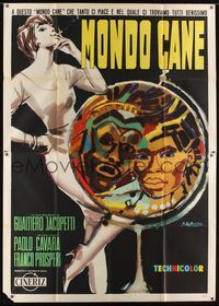 6p056 MONDO CANE Italian 2p '62 classic documentary of human oddities, different art by Manfredo!