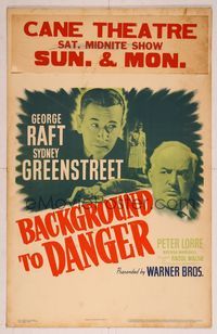6p099 BACKGROUND TO DANGER WC '43 George Raft, Sydney Greenstreet & Peter Lorre in Turkey!