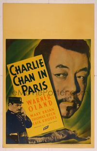 6p127 CHARLIE CHAN IN PARIS WC '35 great super close headshot image of Asian Warner Oland!