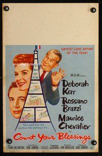6p134 COUNT YOUR BLESSINGS WC '59 Deborah Kerr, Rossano Brazzi & Maurice Chevalier in Paris!