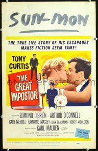 6p168 GREAT IMPOSTOR WC '61 Tony Curtis as Waldo DeMara, who faked being a doctor, warden & more!