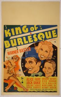 6p190 KING OF BURLESQUE WC '35 cool art of sexy Alice Faye, Warner Baxter & Jack Oakie!