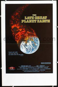 6p194 LATE GREAT PLANET EARTH WC '76 wild artwork image of Earth in outer space on fire by MAP!