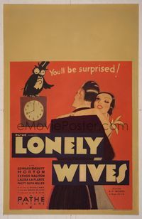 6p196 LONELY WIVES WC '31 art of Edward Everett Horton, who seduces his lookalike's wife!
