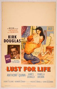 6p197 LUST FOR LIFE WC '56 wonderful artwork of Kirk Douglas as artist Vincent Van Gogh!