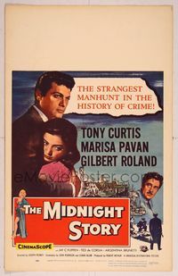 6p205 MIDNIGHT STORY WC '57 Tony Curtis in the strangest San Francisco manhunt in crime's history!