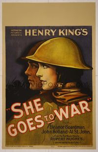 6p237 SHE GOES TO WAR WC '29 close up art of Eleanor Boardman disguised as World War I soldier!