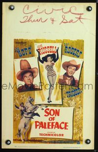 6p249 SON OF PALEFACE WC '52 Roy Rogers & Trigger, Bob Hope, sexy Jane Russell!