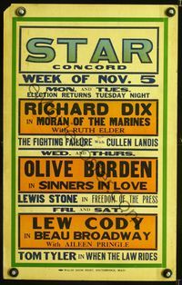 6p256 STAR CONCORD NOV 5 local theater WC '28 Moran of the Marines, Sinners in Love, Beau Broadway