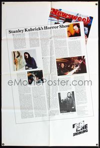 6r038 SHINING Newsweek 40x60 '80 Stephen King, Stanley Kubrick masterpiece starring Jack Nicholson!