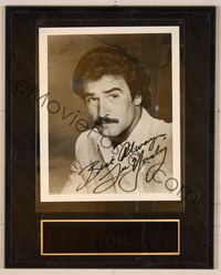 6r048 LEE HORSLEY signed 8x10 repro still mounted on plaque '00s great close portrait!