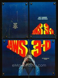 6r100 JAWS 3-D promo brochure '83 cool die-cut pop-up of shark's head showing teeth!