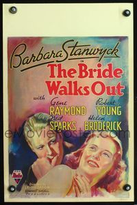 6r129 BRIDE WALKS OUT WC '36 wonderful artwork of feminist Barbara Stanwyck & Gene Raymond!