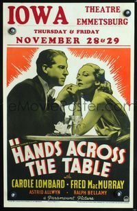 6r160 HANDS ACROSS THE TABLE WC '35 broke Fred MacMurray romances sexy manicurist Carole Lombard!