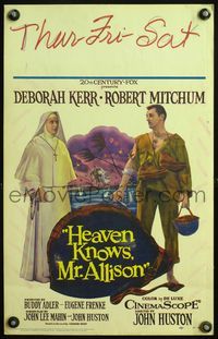 6r162 HEAVEN KNOWS MR. ALLISON WC '57 Robert Mitchum in ragged uniform & nun Deborah Kerr!