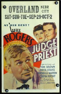 6r169 JUDGE PRIEST WC '34 John Ford, Will Rogers at his best, from a story by Irvin S. Cobb!