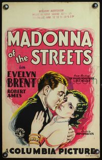 6r176 MADONNA OF THE STREETS WC '30 art of Evelyn Brent, who does whatever it takes to get rich!