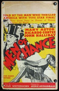 6r180 MEN OF CHANCE WC '32 artwork of sexy Mary Astor and many professional gamblers in top hats!