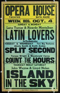 6r194 OPERA HOUSE THEATRE OCTOBER 4TH local theater WC '53 Latin Lovers, Island in the Sky & more!