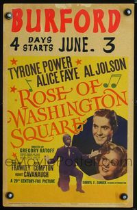 6r206 ROSE OF WASHINGTON SQUARE WC '39 Tyrone Power, Alice Faye, Al Jolson in blackface on 1 knee!