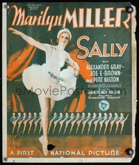 6r207 SALLY WC '29 great artwork of ballerina Marilynn Miller & many sexy dancers kicking a leg up!