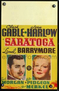 6r208 SARATOGA WC '37 wonderful close portraits of Clark Gable & beautiful Jean Harlow!
