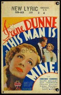 6r217 THIS MAN IS MINE WC '34 Irene Dunne must keep husband Ralph Bellamy's old flame away!