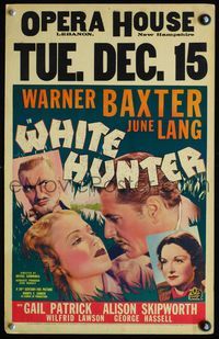 6r229 WHITE HUNTER WC '36 Warner Baxter is a big game guide who falls in love w/pretty June Lang!