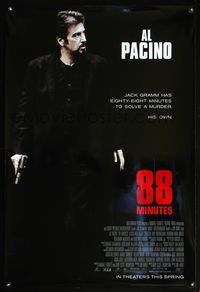 6s032 88 MINUTES DS advance 1sh '08 Al Pacino has to solve his own murder before it happens!