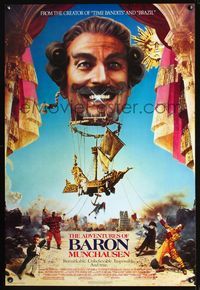 6s037 ADVENTURES OF BARON MUNCHAUSEN 1sh '89 directed by Terry Gilliam, wacky image!