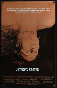 6s044 ALTERED STATES foil 1sh '80 William Hurt, Paddy Chayefsky, Ken Russell, cool sci-fi image!
