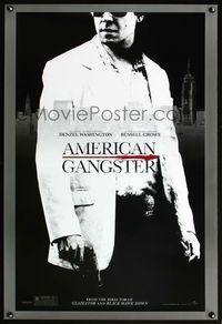 6s047 AMERICAN GANGSTER DS teaser 1sh '07 close-up of Russell Crowe, Ridley Scott directed!